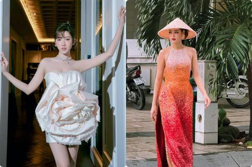Thúy Ngân gợi cảm với váy ngắn, Khánh Vân diện áo dài xuống phố