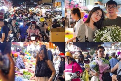 Nhộn nhịp chợ hoa đêm lớn nhất Thủ đô trước ngày 20/10