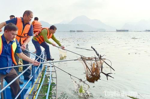 Na Hang ra quân vệ sinh khu vực lòng hồ thủy điện Tuyên Quang