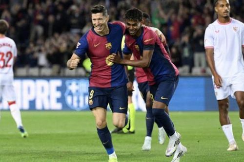 Lewandowski ghi cú đúp, Barca thắng đậm Sevilla tại La Liga 2024/25
