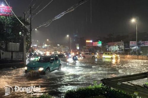Quốc lộ 1 ngập sâu trong cơn mưa tầm tã, người dân Biên Hòa 'luồn' hẻm nhỏ tìm lối thoát