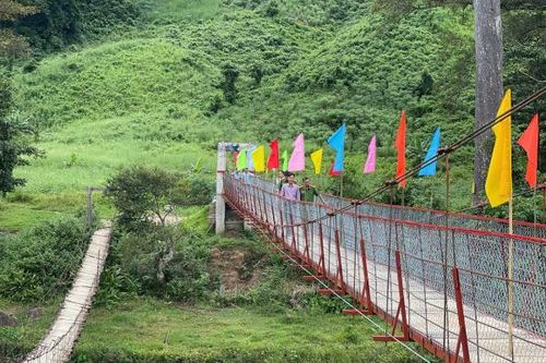 Khánh thành cầu treo dân sinh do Công an huyện khảo sát, vận động xây dựng
