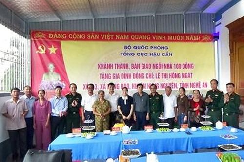 Tổng cục Hậu cần bàn giao 'Ngôi nhà 100 đồng' tại Nghệ An