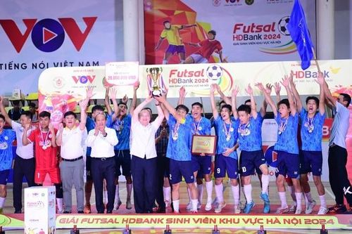 Đại học Kinh tế Kỹ thuật Công nghiệp vô địch giải futsal sinh viên Hà Nội 2024