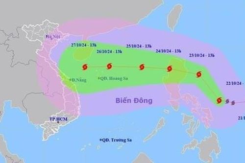 Bão Trà Mi có khả năng mạnh cấp 12, giật cấp 15, hướng vào Trung Bộ