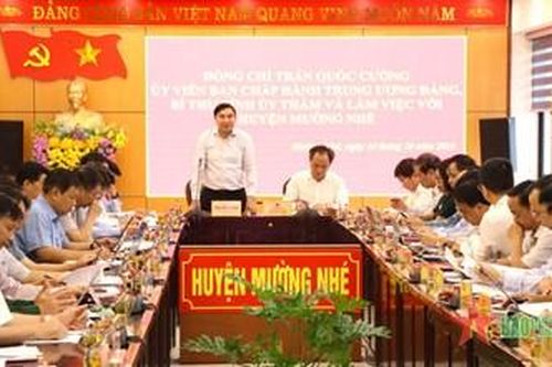 Bí thư Tỉnh ủy Điện Biên Trần Quốc Cường làm việc với Ban Thường vụ Huyện ủy Mường Nhé