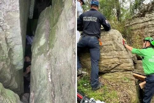 Giải cứu thành công người phụ nữ mắc kẹt giữa hai tảng đá lớn
