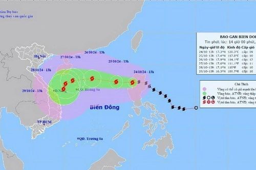 Bão Trami liên tục đổi hướng với sức gió mạnh nhất cấp 9-10, giật cấp 11-15
