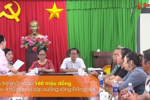 Hỗ trợ khẩn cấp 160 triệu đồng cho 4 hộ dân bị sập xuống sông Đồng Nai