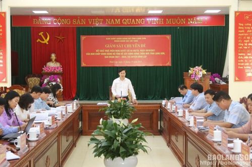 Đoàn giám sát của Ban Thường vụ Tỉnh ủy giám sát kết quả lãnh đạo, tổ chức thực hiện xây dựng nông thôn mới tại huyện Đình Lập