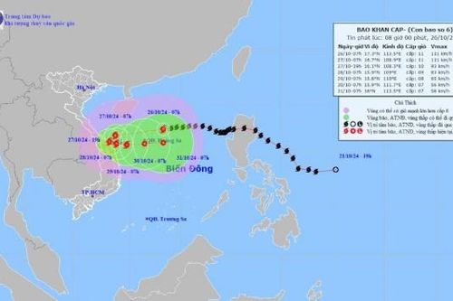 Bão Trami giật cấp 14, di chuyển nhanh về vùng biển Trung Trung Bộ