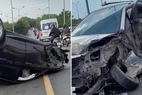 Hai ô tô va chạm mạnh trên đường gom Võ Nguyên Giáp