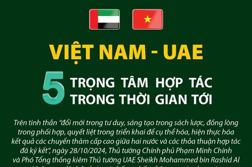 Việt Nam - UAE: 5 trọng tâm hợp tác trong thời gian tới