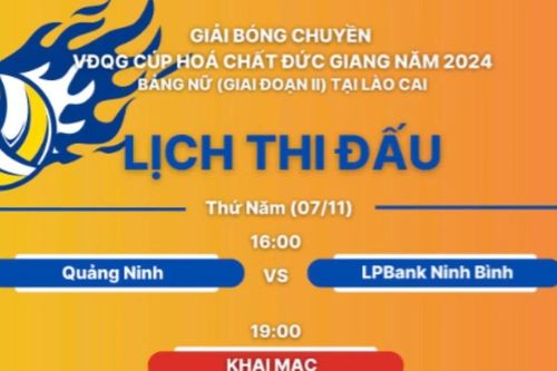 Lịch thi đấu Giải bóng chuyền Vô địch Quốc gia Cup Hóa chất Đức Giang 2024