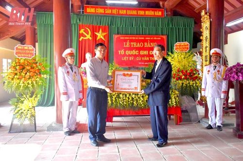 Trao bằng 'Tổ quốc ghi công' đối với liệt sỹ Cù Văn Thiện