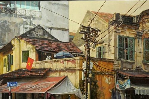Họa sỹ Phạm Bình Chương lại 'Xuống phố', khắc họa Hà Nội cũ-mới đan xen