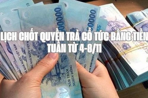 Lịch chốt quyền trả cổ tức bằng tiền tuần tới (từ 4-8/11): CBS trả cổ tức cao nhất 30%