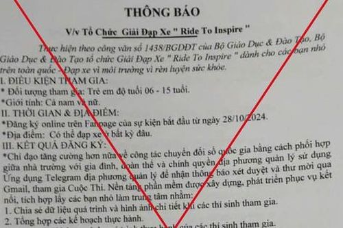 Bộ Giáo dục và Đào tạo cảnh báo văn bản giả mạo giải đạp xe