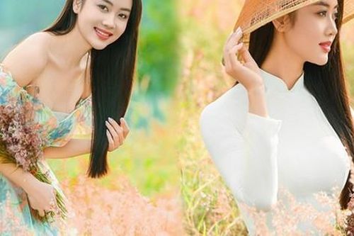 Thiếu nữ khoe sắc giữa đồi cỏ hồng Hải Dương