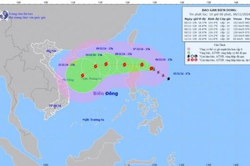 Tin bão gần Biển Đông: Bão Yinxing trên vùng biển phía Đông Bắc đảo Luzon, Philippines, gió vùng tâm bão mạnh cấp 17