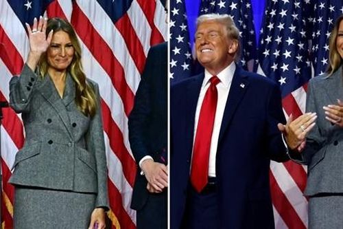 Ý nghĩa bộ trang phục của bà Melania khi ông Donald Trump tuyên bố chiến thắng