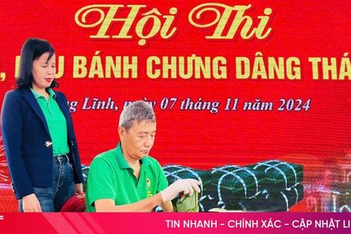 Thi gói 1.800 chiếc bánh chưng tại lễ hội Dinh đô Quan Hoàng Mười