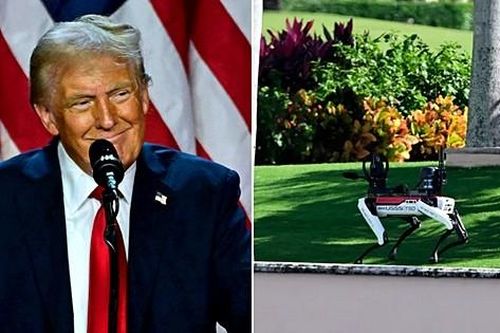 Chó robot đi quanh dinh thự của Tổng thống đắc cử Donald Trump, nhìn rất lạ mắt
