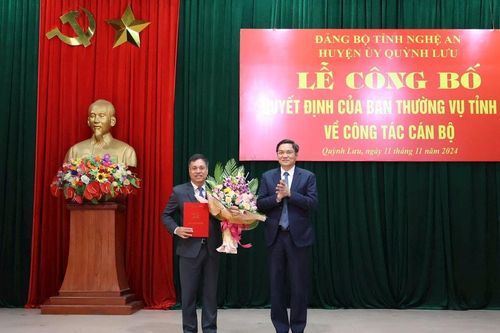 Đồng chí Hoàng Văn Bộ được chuẩn y giữ chức Bí thư Huyện ủy Quỳnh Lưu