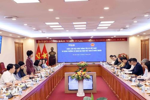 Lãnh đạo TTXVN làm việc với Đoàn Trưởng cơ quan đại diện Việt Nam ở nước ngoài