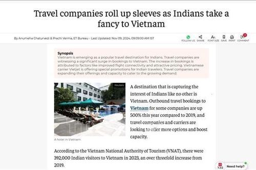 Việt Nam là điểm đến 'có một không hai' thu hút du khách Ấn Độ