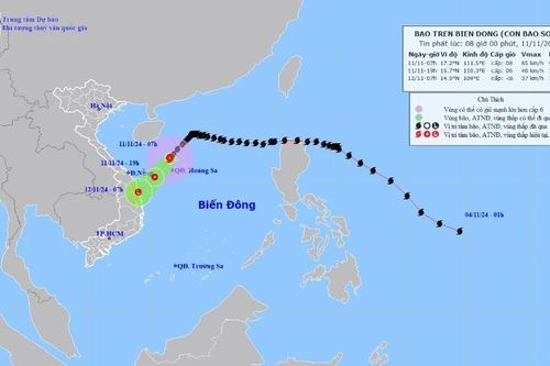 Dự báo bão số 7 (Yinxing) suy yếu thành vùng áp thấp trên đất liền ven biển Quảng Ngãi - Bình Định