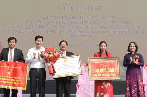 Xã Hùng Sơn (Anh Sơn) kỷ niệm 50 năm tách lập và đón Bằng công nhận xã đạt chuẩn nông thôn mới nâng cao