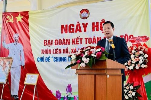 Chủ tịch Ủy ban MTTQ Việt Nam tỉnh Lâm Đồng Phạm Triều dự Ngày hội Đại đoàn kết toàn dân tộc tại huyện Lâm Hà
