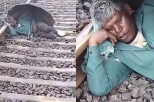 Ngủ quên trên đường ray tàu hỏa, người đàn ông suýt mất mạng