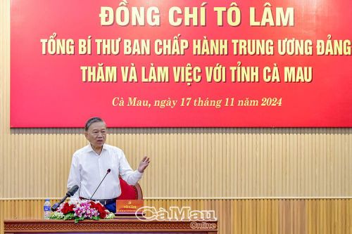 Tổng Bí thư Tô Lâm: 'Phải mở đường để Cà Mau phát triển'