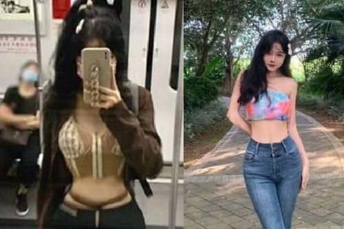 Cô gái 'nổi như cồn' vì diện áo lộ vòng eo trên tàu điện
