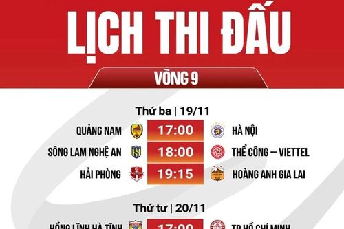 Trận đấu nào không áp dụng VAR ở vòng 9 V-League?