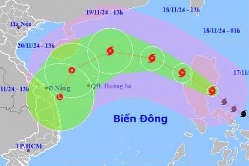 Dự báo bão Man-yi sẽ vào biển Đông ngày 18/11 với cường độ cấp 12, giật cấp 15