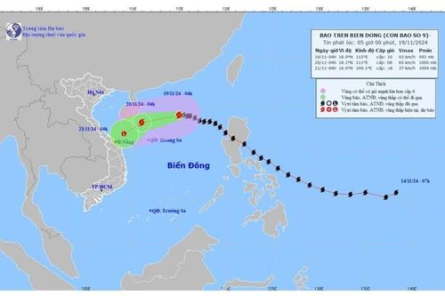Bão số 9 đi vào khu vực Bắc Biển Đông và suy yếu thêm