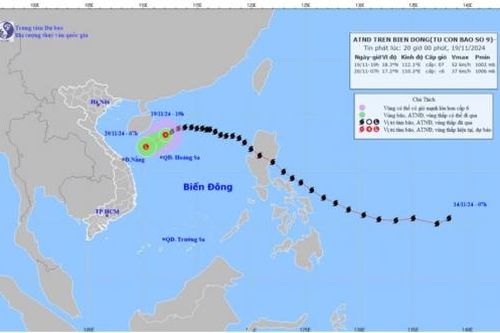 Bão số 9 (Manyi) đã suy yếu thành áp thấp nhiệt đới