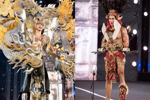 Đại diện Việt Nam khoe cơ bắp 'cuồn cuộn' khi diễn trang phục dân tộc tại Mr World 2024