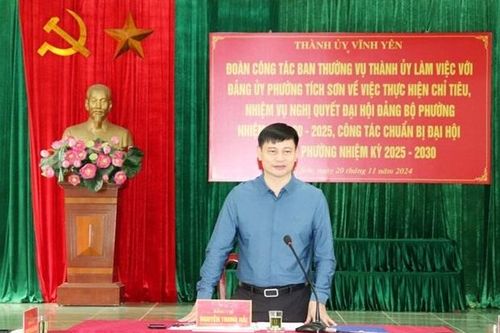 Vĩnh Phúc: Bí thư Thành ủy Vĩnh Yên đánh giá cao công tác chuẩn bị Đại hội Đảng các cấp của phường Tích Sơn