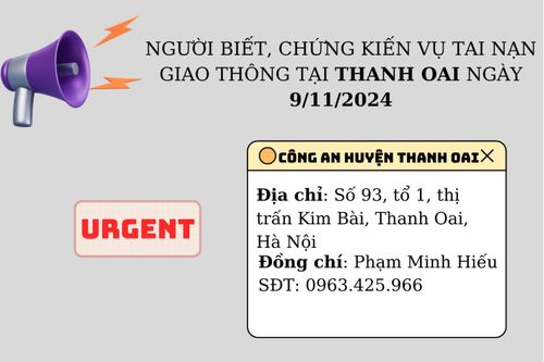 Tìm người chứng kiến vụ tai nạn giao thông tại Thanh Oai