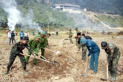 Hơn 700 người tham gia cải tạo khu vực sản xuất vùng thiên tai Mường Pồn
