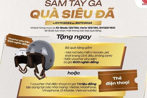 Chương trình khuyến mãi 'Sắm tay ga, Quà siêu đã' cho khách hàng mua các dòng xe Air Blade, Vario, SH