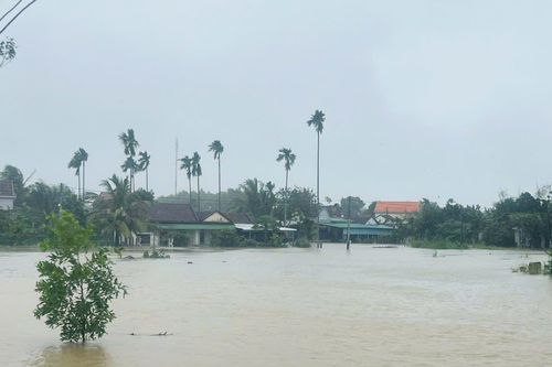 Nhiều nhà dân ở Quảng Ngãi chìm trong biển nước, miền núi sạt lở