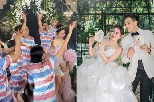 Hội bạn 'phông bạt' xuất hiện làm náo loạn đám cưới Việt Phương Thoa