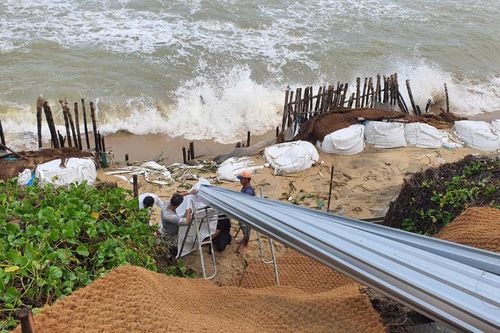 Bờ biển Hội An lại bị sạt lở nghiêm trọng