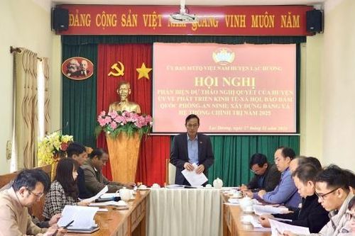 Lạc Dương: Hội nghị phản biện dự thảo Nghị quyết của Huyện ủy về phát triển kinh tế - xã hội năm 2025