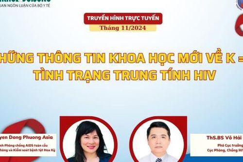 Truyền hình trực tuyến: Những thông tin khoa học mới về K = K, tình trạng trung tính HIV